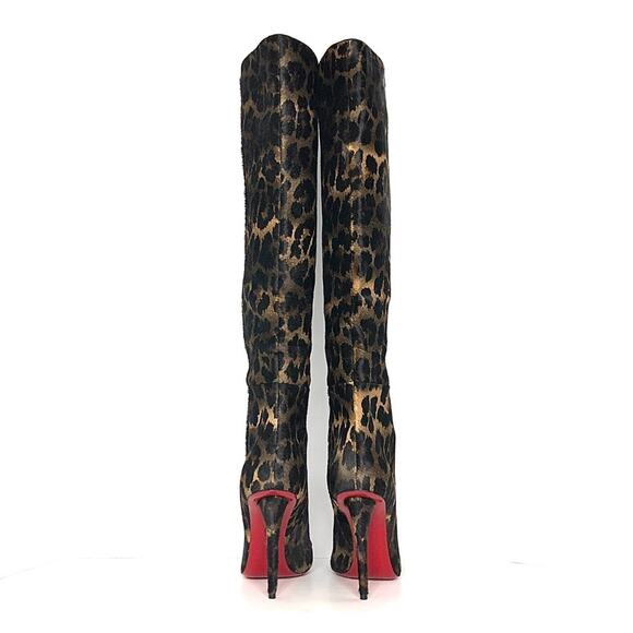 NEW Christian Louboutin Astrilarge Botta 100 Leopard Print Pointed Toe Boots 38 - Picture 4 of 8